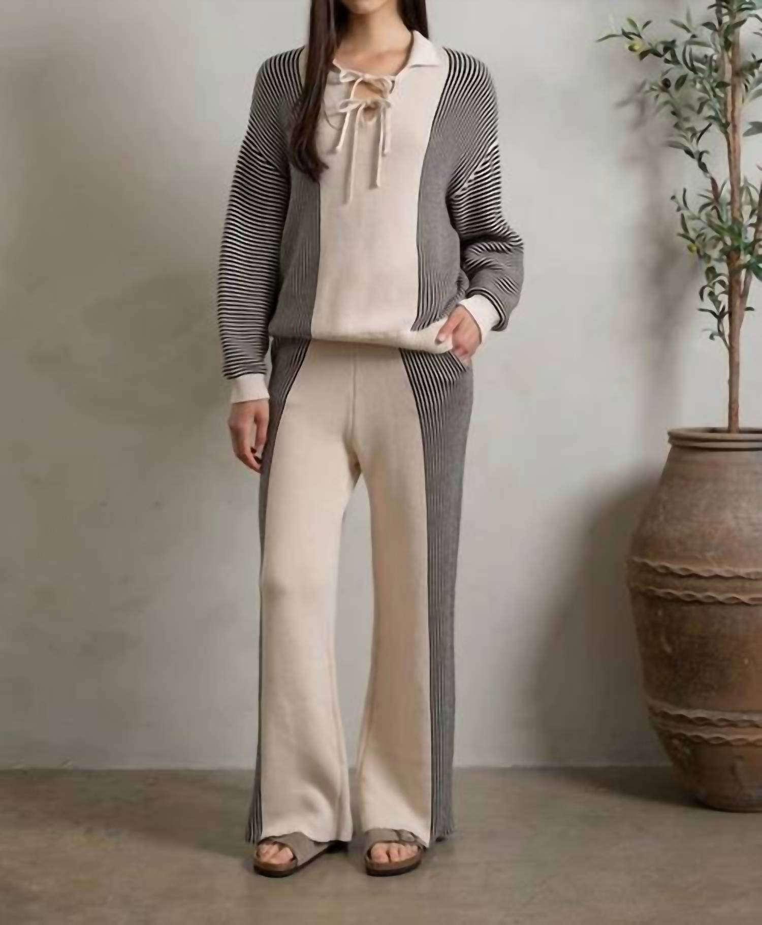 

Широкие брюки Elodie Knit в цвете овсянки Heyson, цвет oatmeal