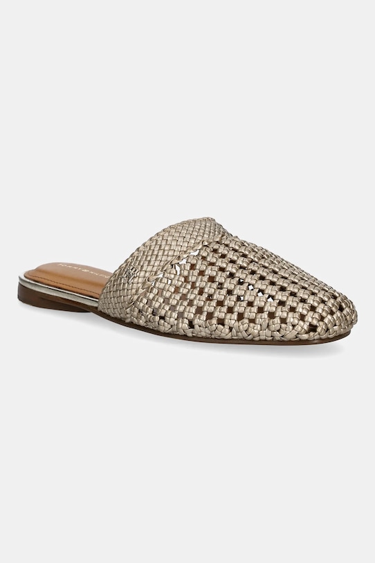 Кожаные шлепанцы CROCHET METALLIC MULE с плетеным декором Tommy Hilfiger, золотой