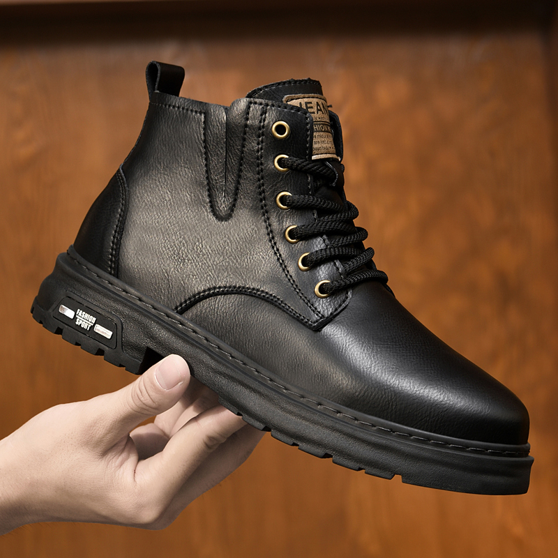 Bull Thunder Короткие мартинсы мужские утепленные коричневые, цвет Brown Insulated Shoes — фото 3