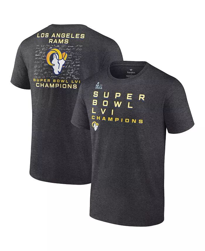 

Футболка мужская Heather Charcoal Los Angeles Rams Super Bowl LVI Champions Roster Signature Fanatics