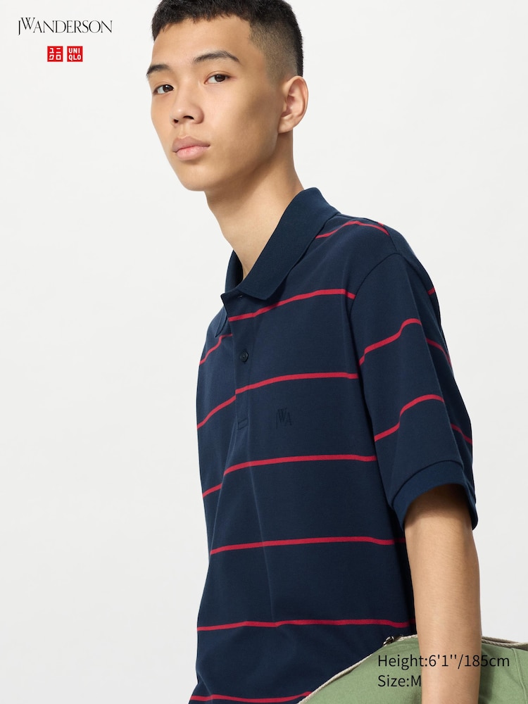 

Рубашка-Поло dry пике в полоску Uniqlo, цвет 69 синий