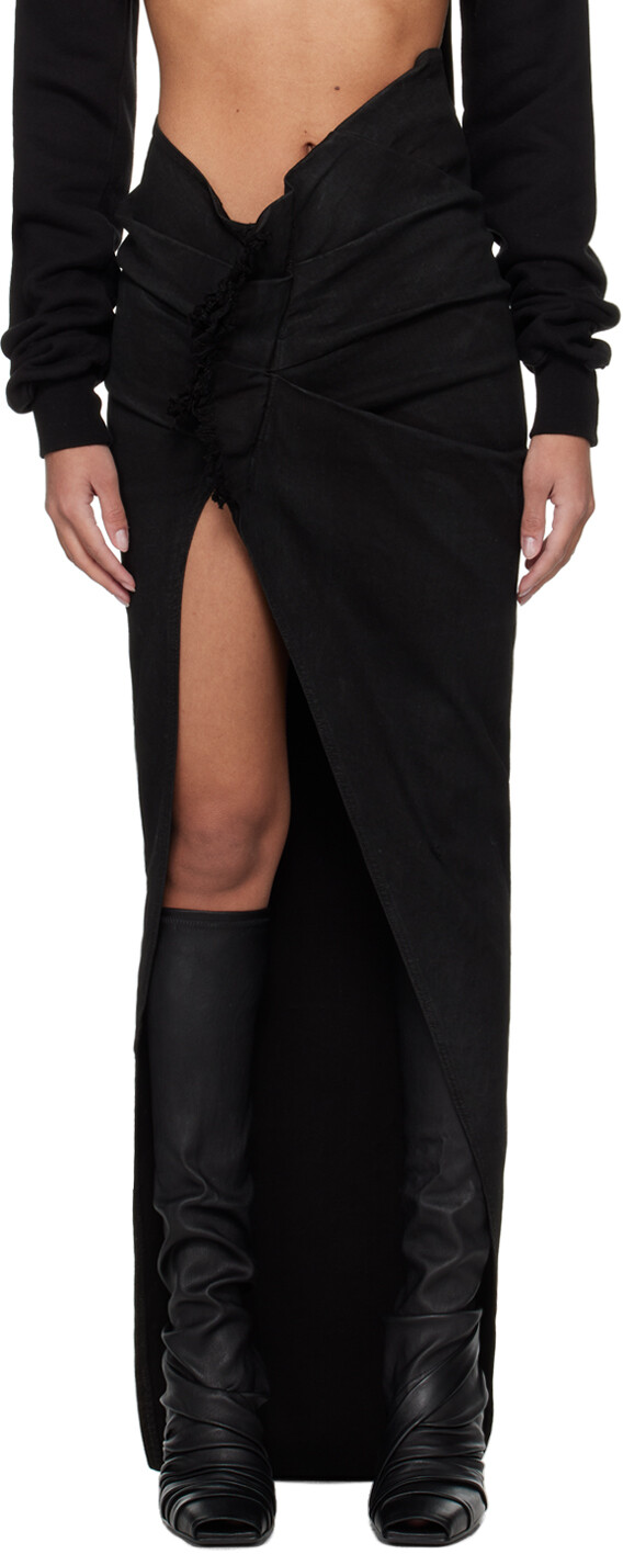 

Черная джинсовая юбка-макси Edfu Rick Owens Drkshdw