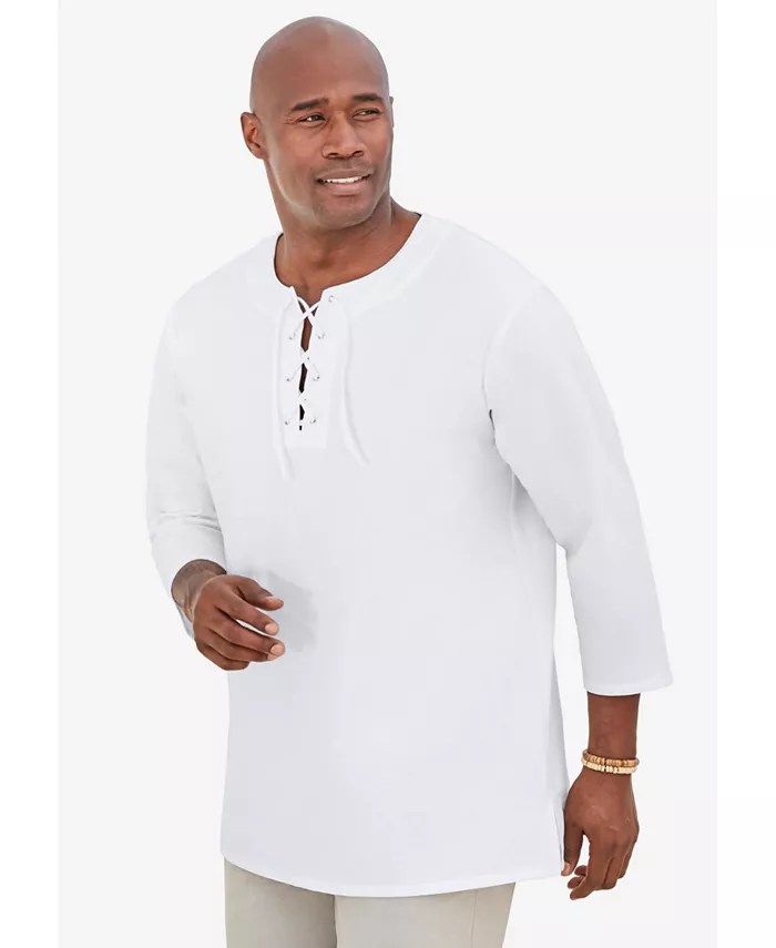 

Мужская футболка с кружевными вставками на шнуровке KingSize, белый