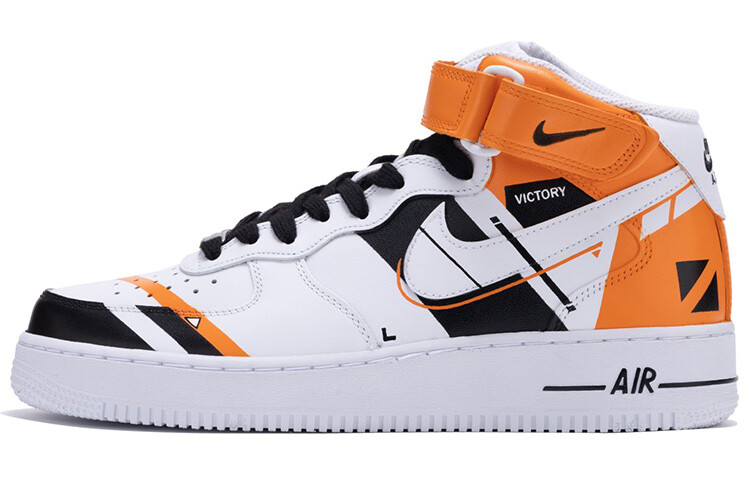 

Кроссовки Nike Air Force 1 Skateboard Shoes Men Mid-Top White Orange/Black