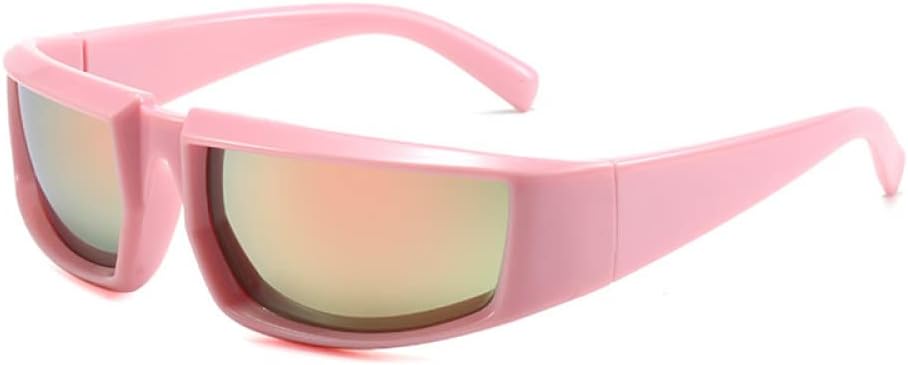 

Солнцезащитные очки в стиле стимпанк, серебристые, для женщин, с зеркальными линзами, для мужчин, в стиле панк, унисекс, для активного отдыха, с защитой от УФ-излучения UV400 MTZJH, Pink