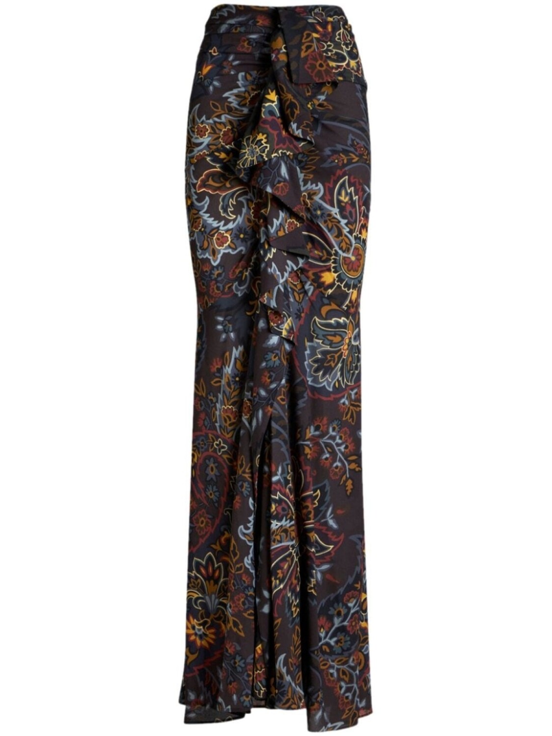 

ETRO длинная юбка из эластичного соболя с узором пейсли, черный