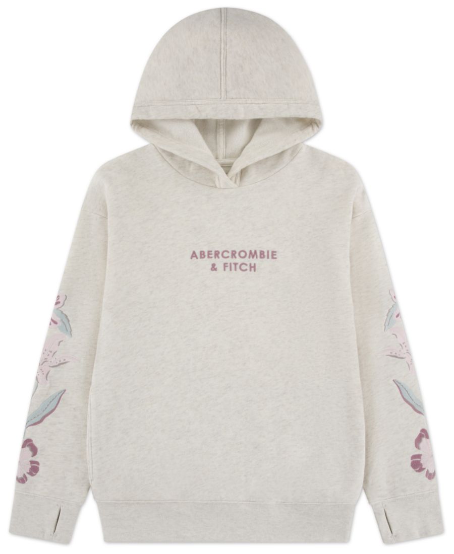 

Детская вышитая толстовка с капюшоном abercrombie kids, Light Biege