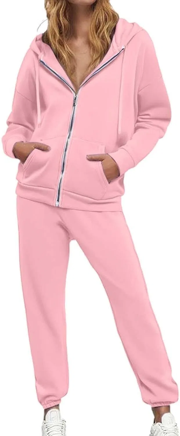 Женский спортивный костюм из толстовки и брюк, Pink