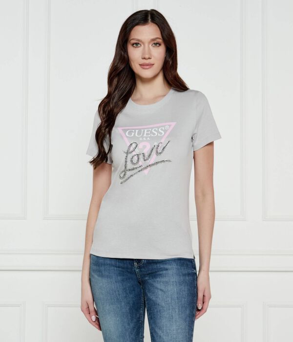 

Футболка женская Guess Jeans со стразами, серый