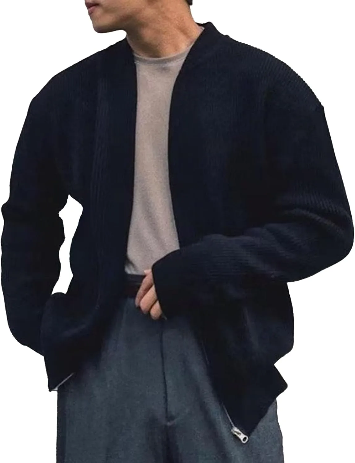 

Мужской кардиган с круглым воротником Slim Fit, легкий, кабельная вязка