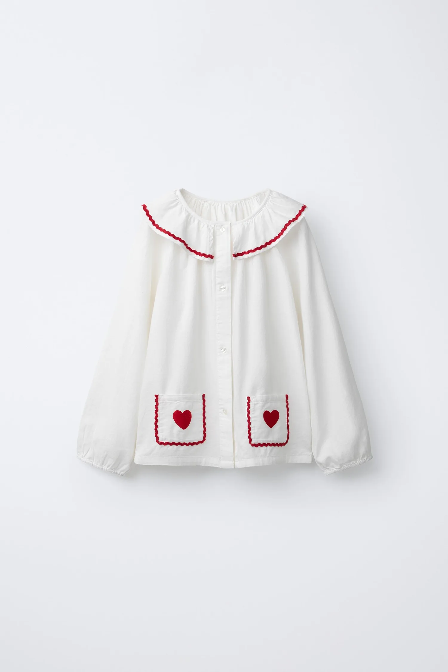 Пижама с волнистой отделкой и принтом в виде сердечек, для детей 2-6 лет Zara, экрю — фото 2