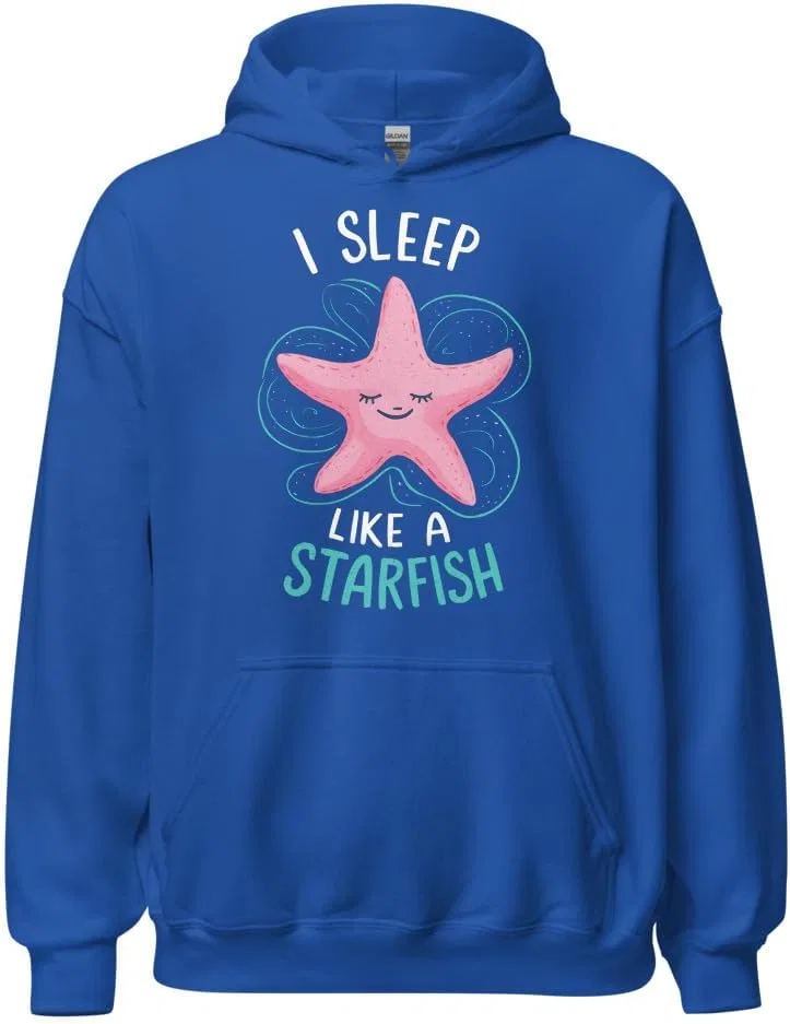 Юмористический худи унисекс для сна, I Sleep Like a Starfish Generic, Royal