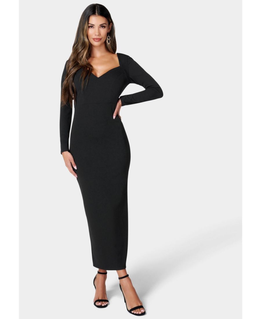 

Женское платье с открытой спиной и длиной до щиколотки Bebe, Black