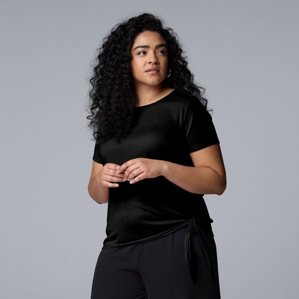 

Футболка больших размеров с завязками по бокам Simply Vera Vera Wang, черный
