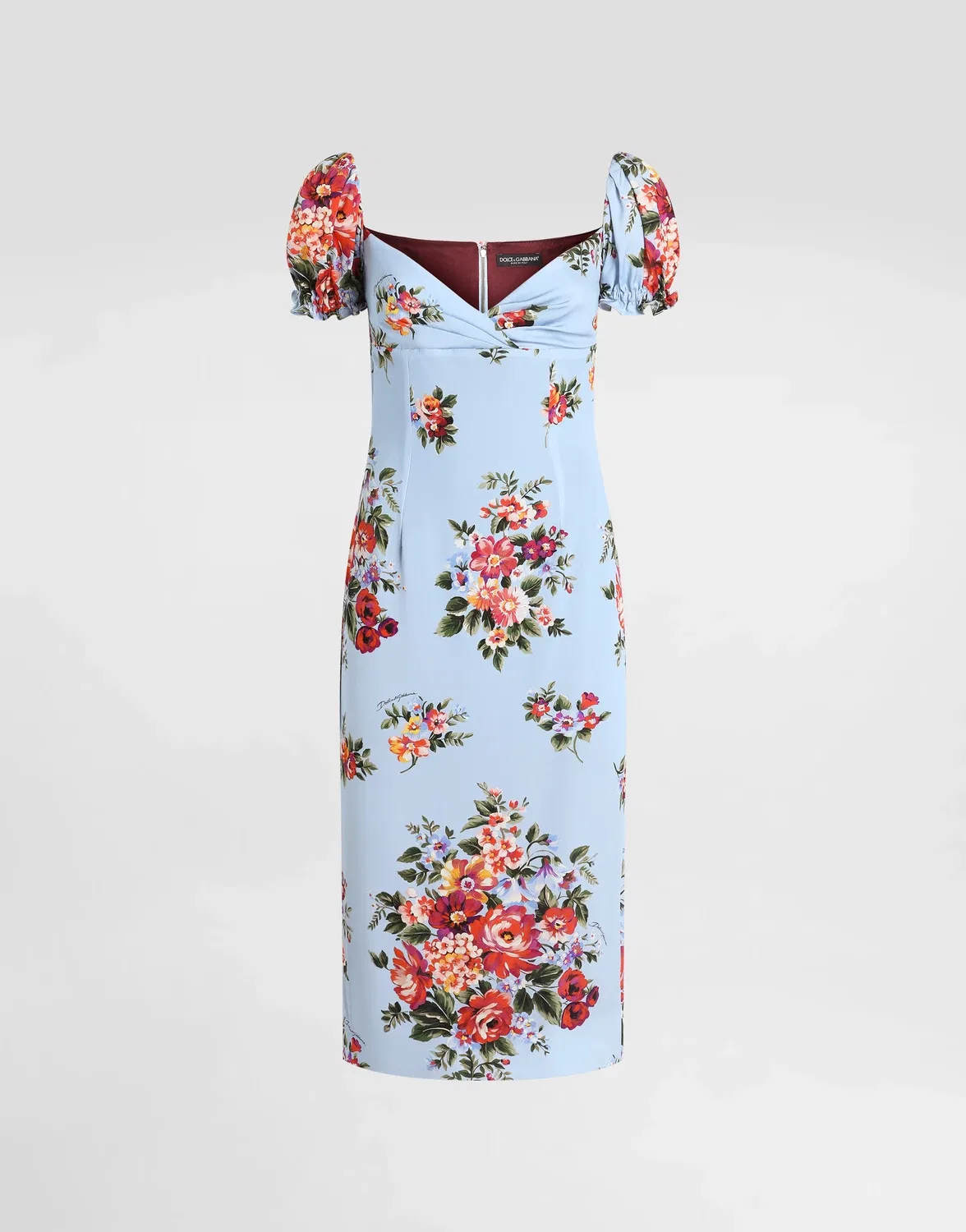Платье с принтом в виде букета цветов DOLCE & GABBANA, мультицвет