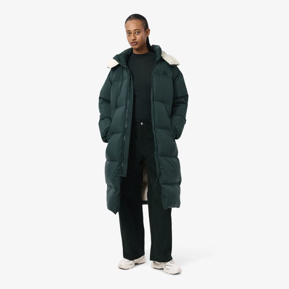 Пуховик Lacoste Удлиненный с капюшоном, Зеленый