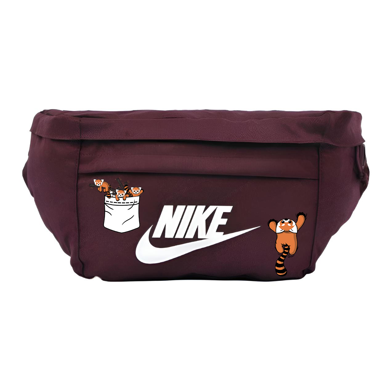

Фабричный принтованный поясной рюкзак кроссбоди Regular Unisex Burgundy Nike, pocket raccoon