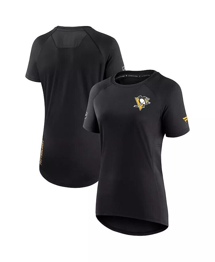 

Черная женская футболка Pittsburgh Penguins Authentic Pro Rink Raglan Tech Fanatics