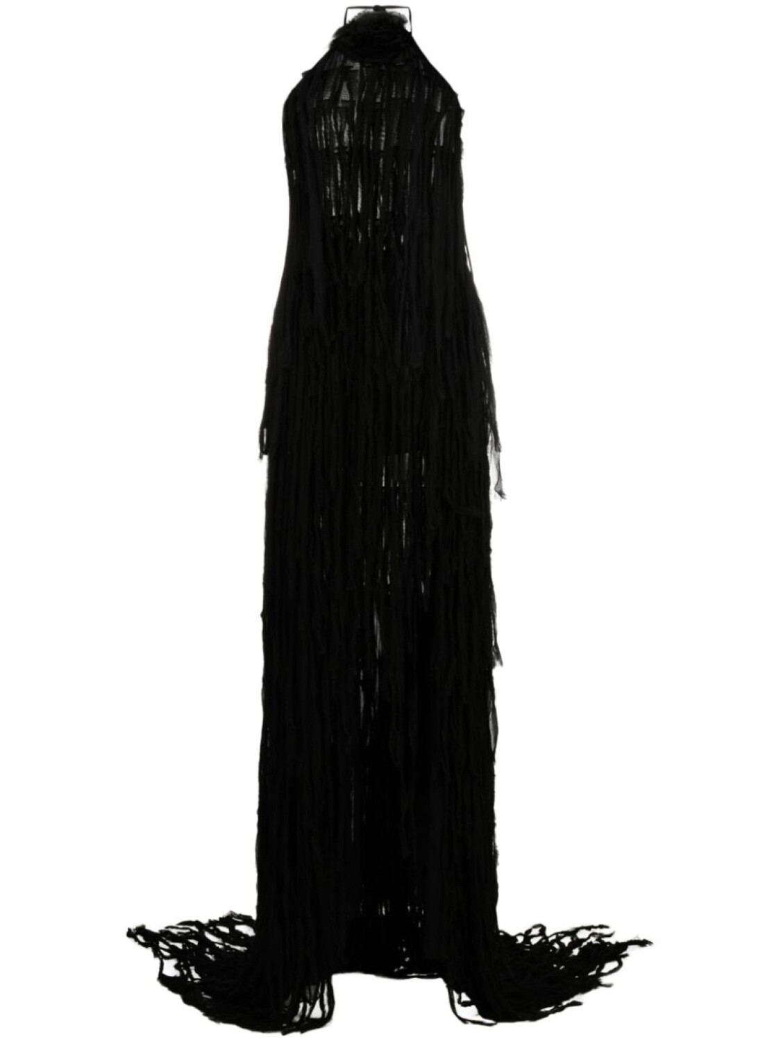 

Blumarine платье макси без рукавов с бахромой, черный