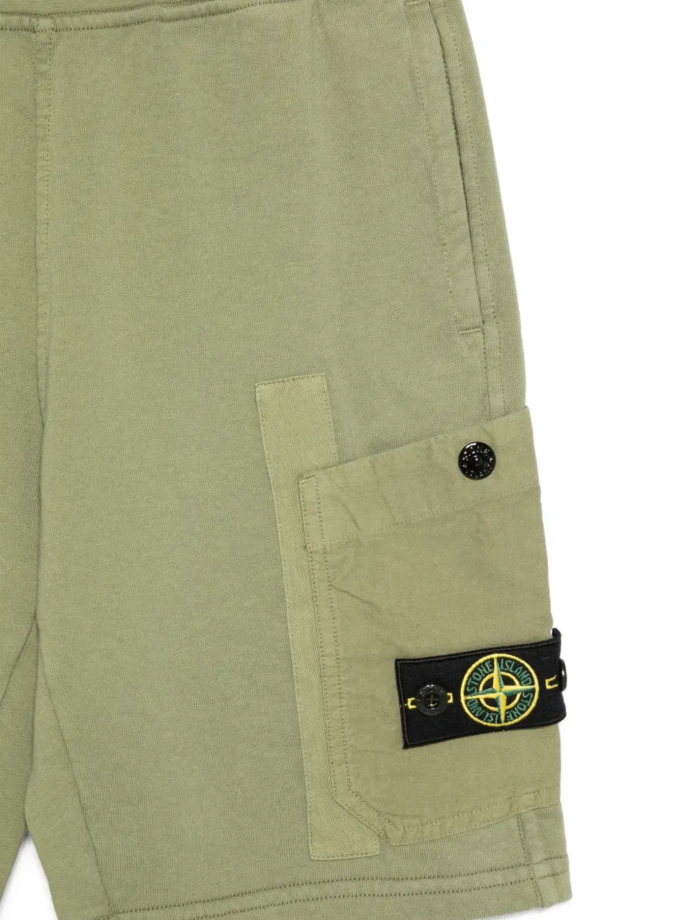 Хлопковые шорты с нашивкой логотипа Stone Island Junior, зеленый — фото 3