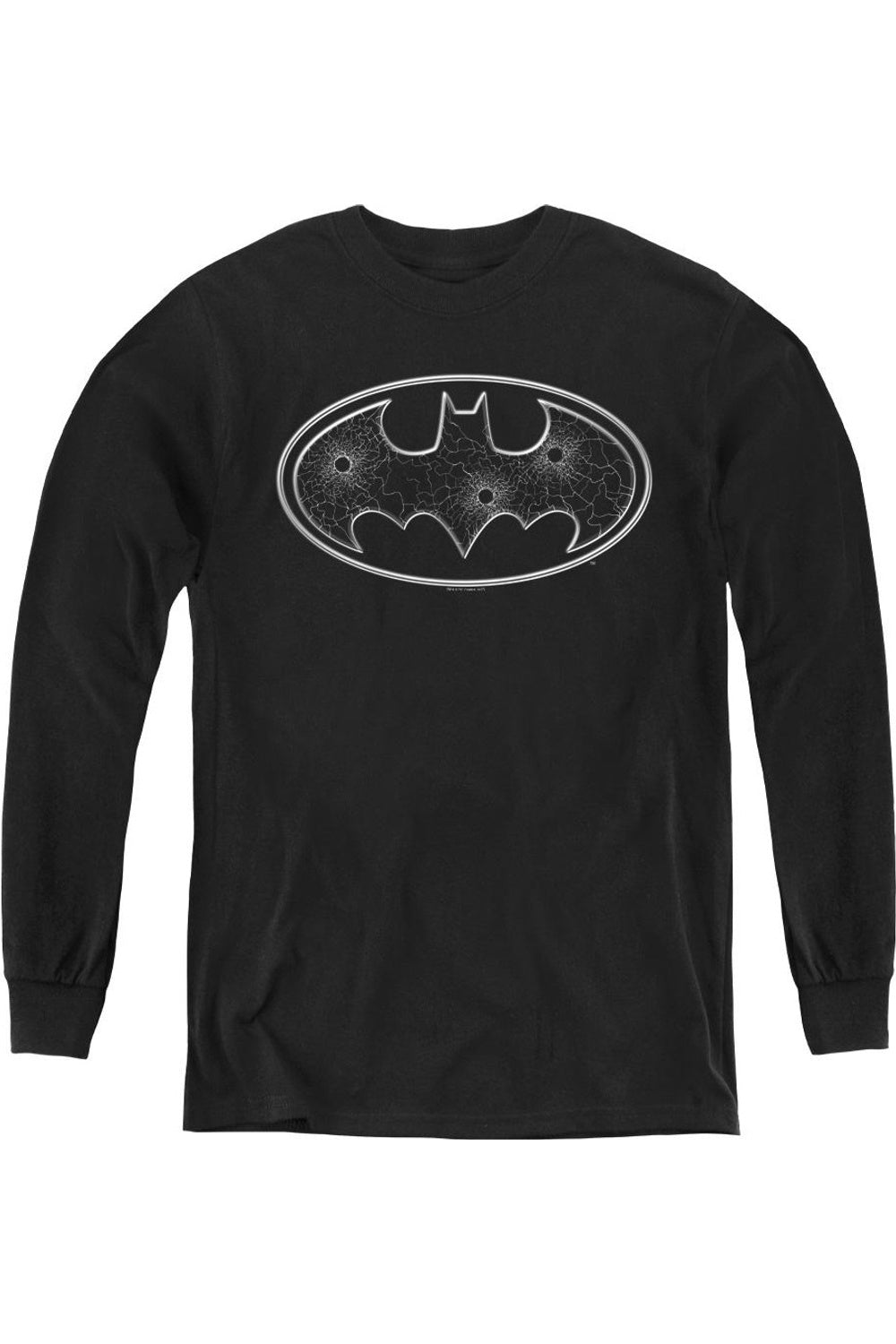 

Футболка с длинным рукавом для подростков с логотипом Batman в виде стеклянного отверстия Gildan, черный
