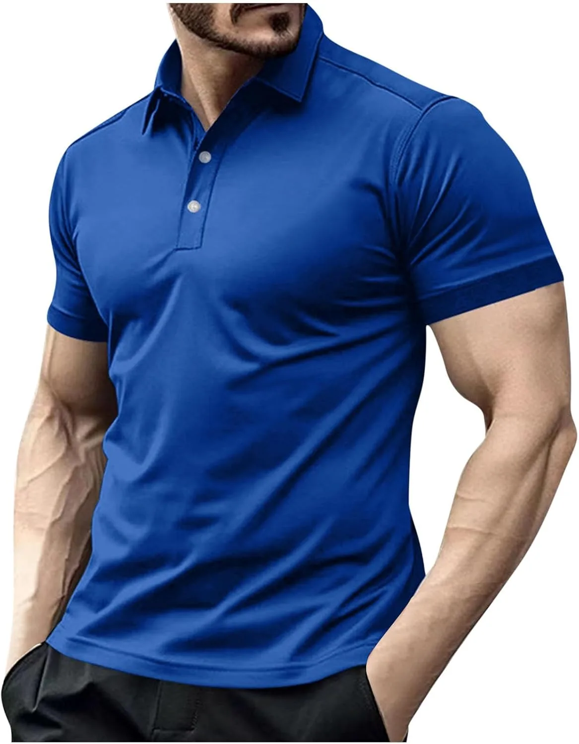 

Мужская поло с коротким рукавом и воротником на пуговицах, классический slim fit