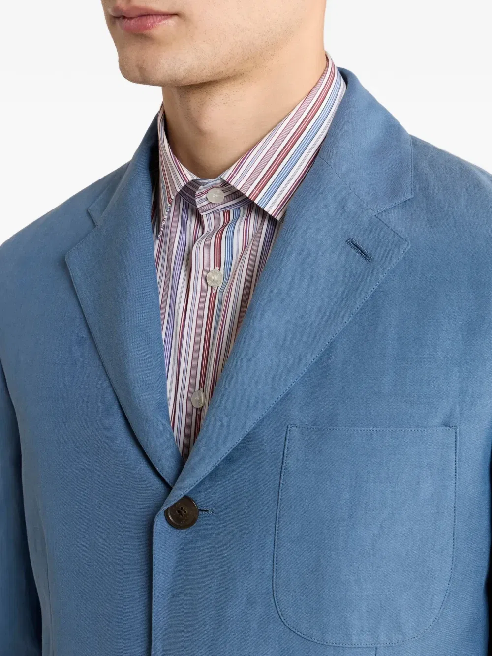 Однобортный блейзер с накладными карманами Etro, синий — фото 4