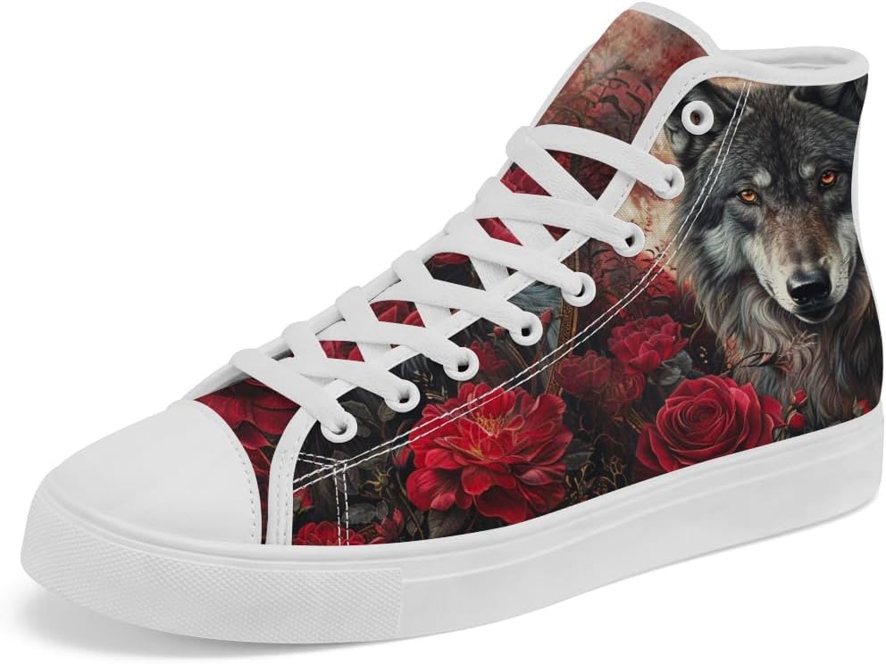 

Высокие кеды Wolf из канвы, высокие кроссовки на шнуровке, повседневная обувь для мужчин и женщин Chebing, красный