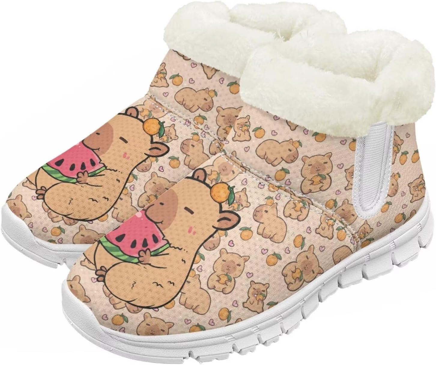 

Детские зимние сапоги для девочек, водонепроницаемые, противоскользящие, для холодной погоды, с искусственным мехом, походные ботинки Goronwyfloyd, Cute Capybara