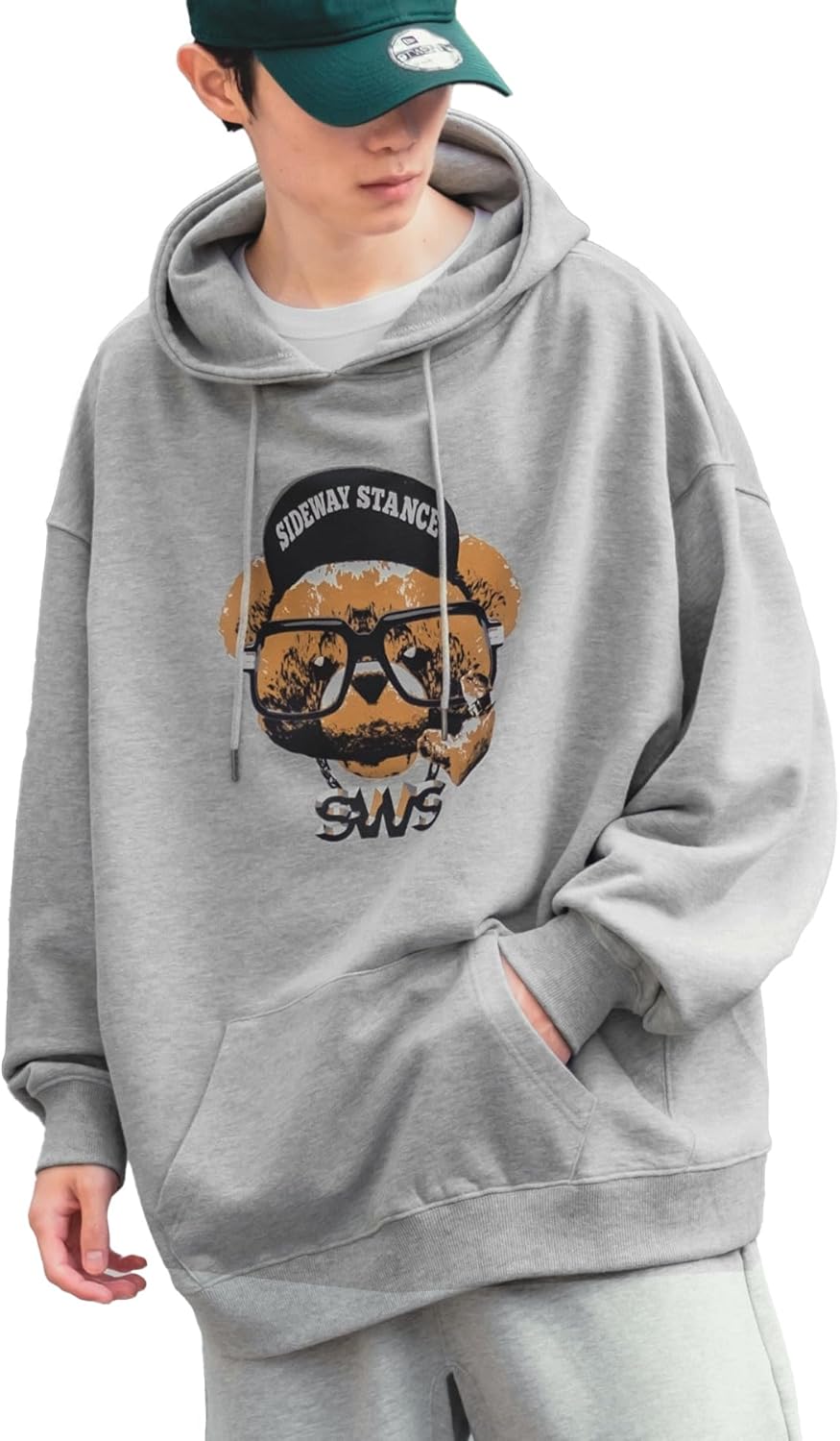 

Толстовка с капюшоном IMPROVE SIDEWAYSTANCE, мужская толстовка с флисовой подкладкой Cheese Bear Improves, светло-серый