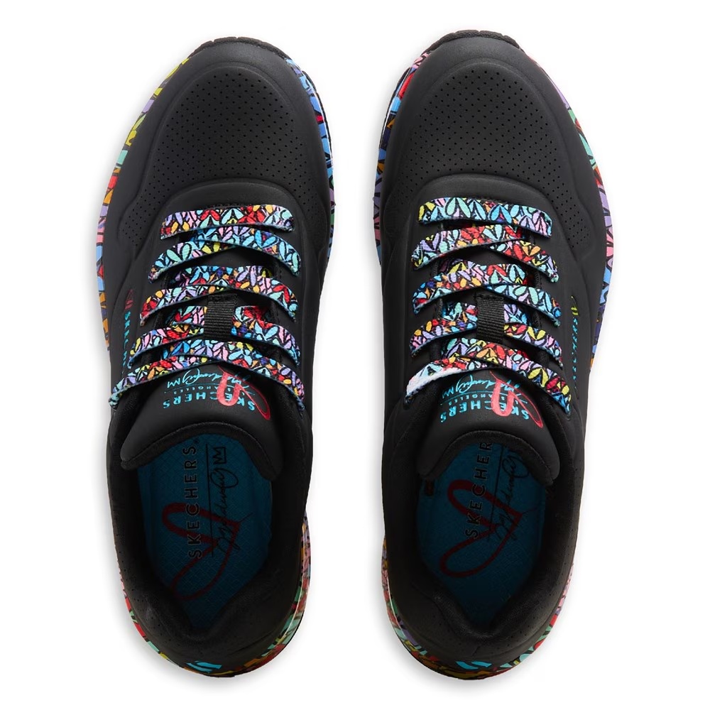 Кроссовки Jgoldcrown street uno Skechers, black/multi hearts — фото 4
