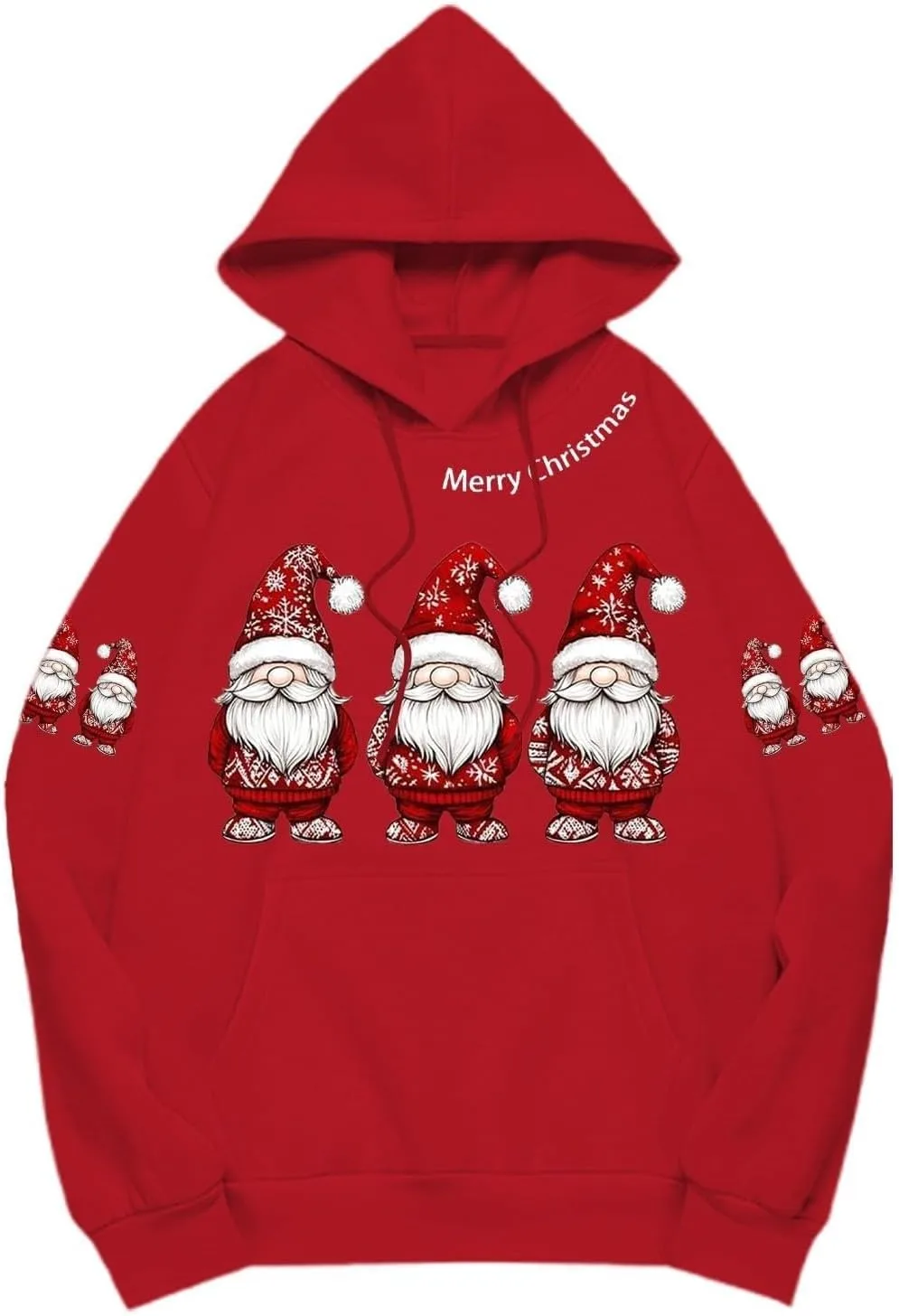 Женский худи с новогодним принтом, Fleece, Long Sleeve, Red Wine Glass Print — фото 4