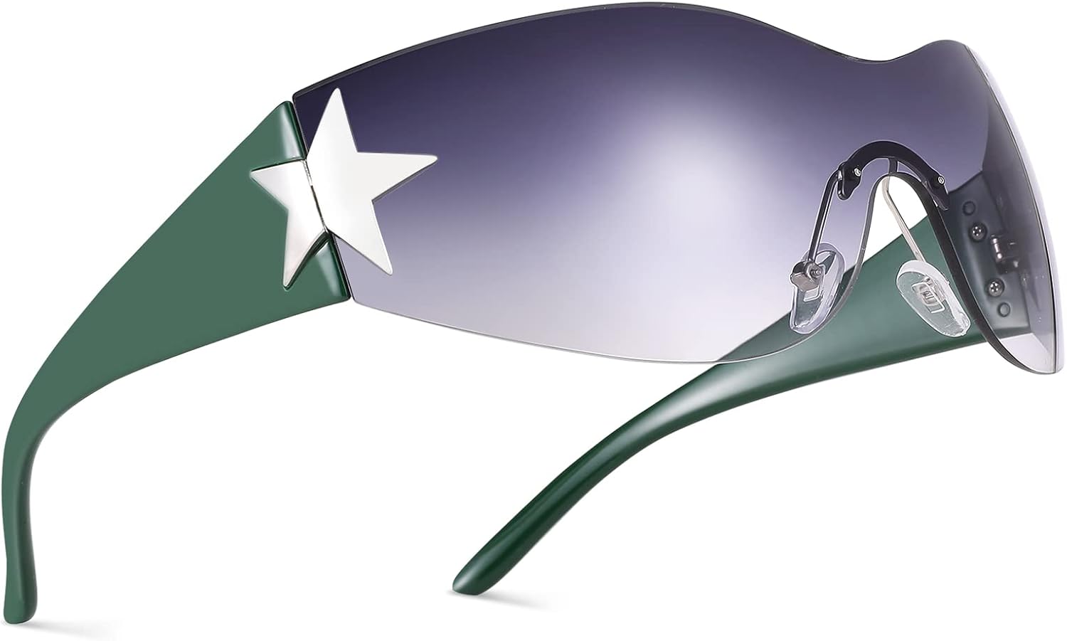 

Солнцезащитные очки COASION без оправы в стиле Y2K с обтекаемой формой и звездным рисунком, для женщин и мужчин, в стиле 2000-х, с козырьком-щитком, большие, модные, без оправы, B8* Gradient Grey