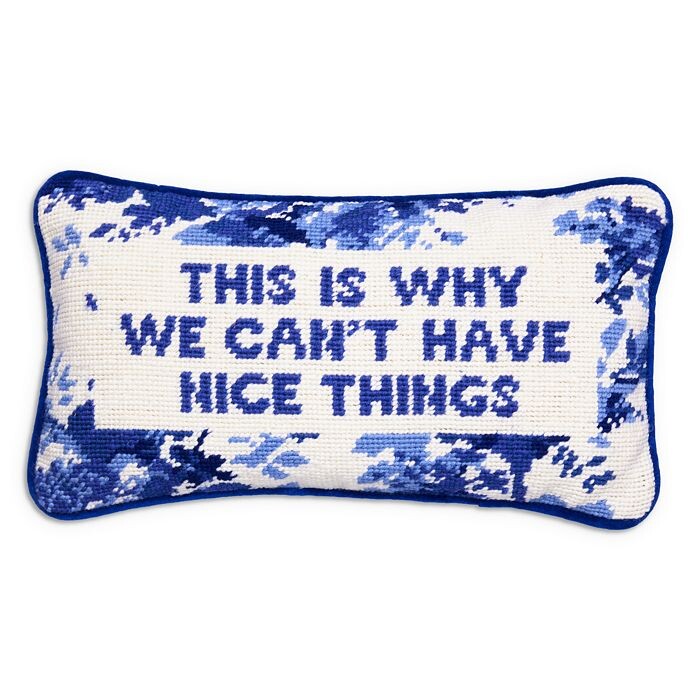 

Декоративная подушка с вышивкой Furbish Studio Nice Things, синий