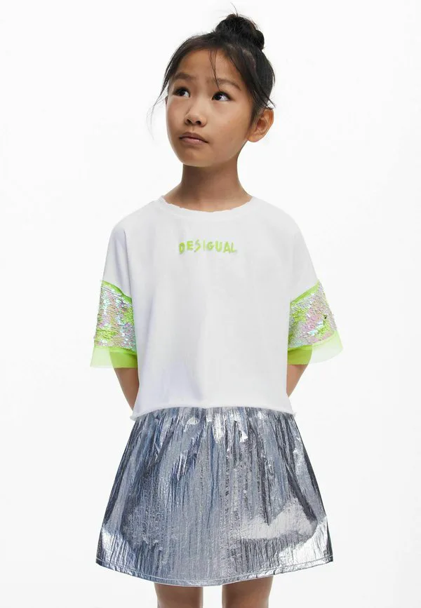 Футболка с принтом на рукавах из пайеток Desigual, White