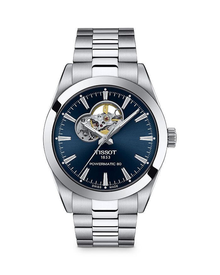 

Часы Tissot Gentleman Powermatic 80 Open Heart 40 мм, синий