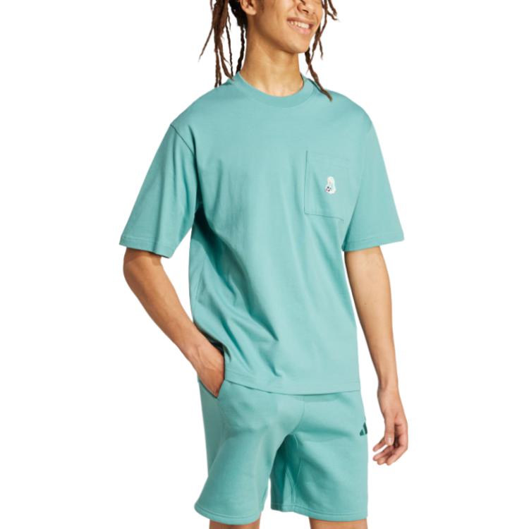 Adidas Футболка с нашивкой dog soccer и карманом мужская powder green — фото 4