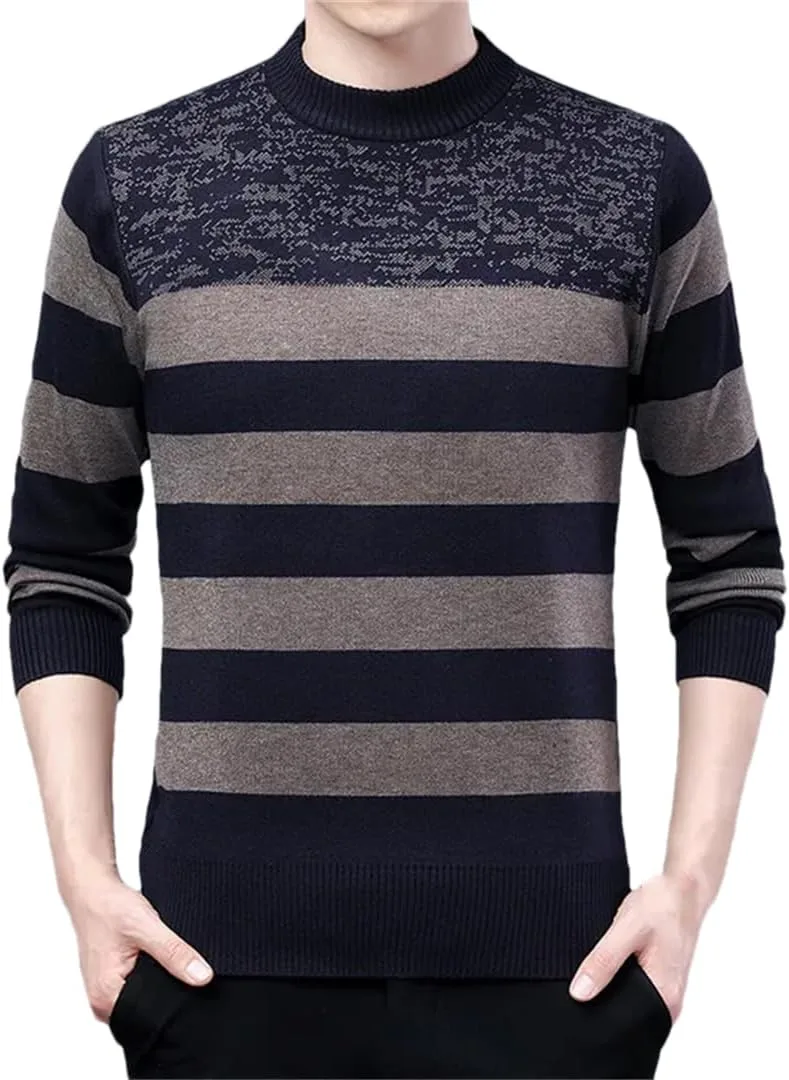 

Мужской свитер с круглым вырезом и длинными рукавами в полоску Hndudnff