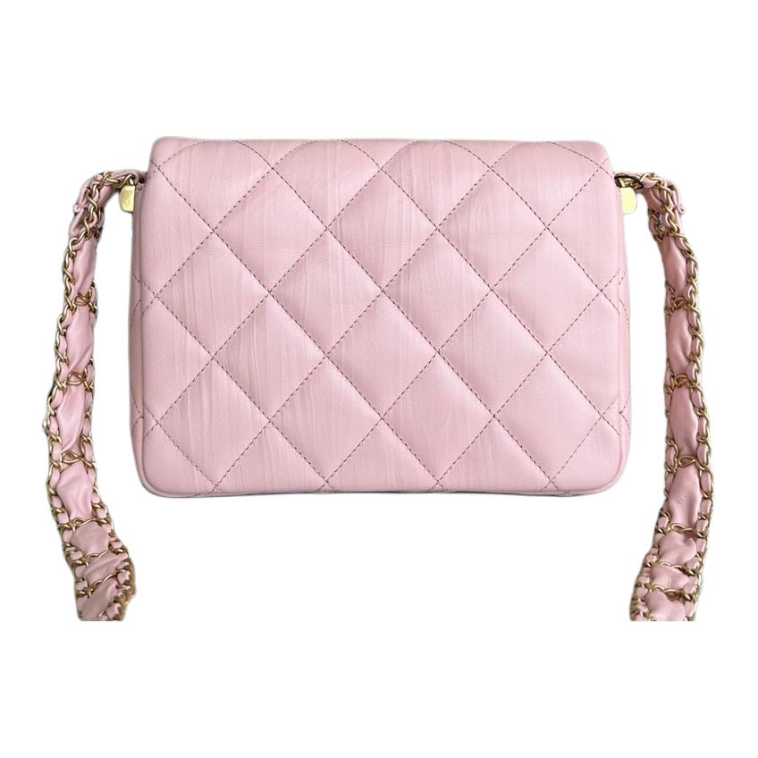 CHANEL Сумка из коровьей кожи тофу хобо через плечо кроссбоди женская светло-розовая — фото 4