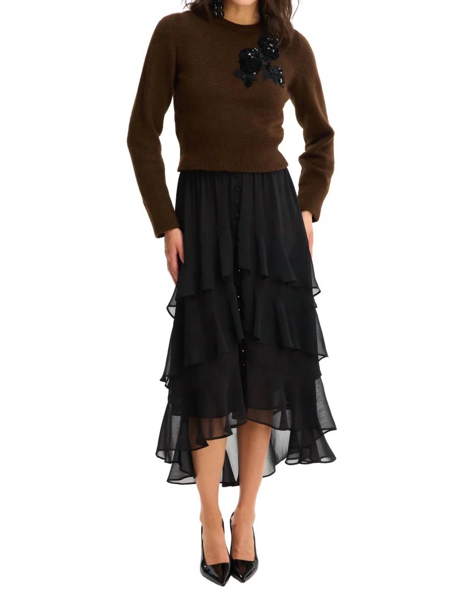 

ALLISON NEW YORK Свитер «Эбигейл» с бисером, цвет ореховый