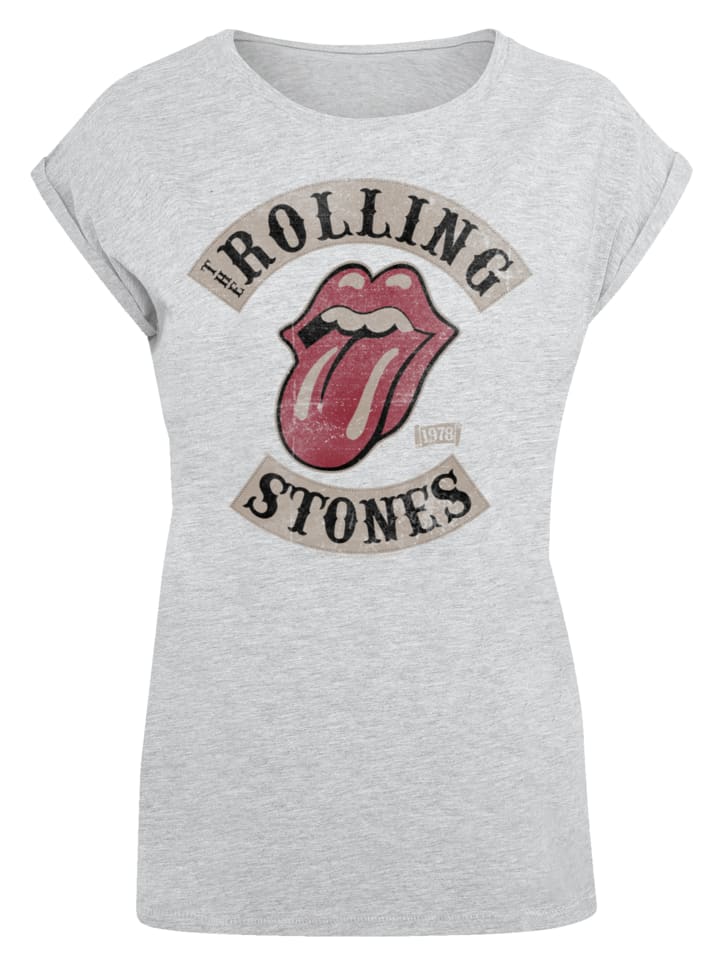 

Футболка с удлиненными плечами The Rolling Stones Tour '78 в пестром сером цвете F4NT4STIC