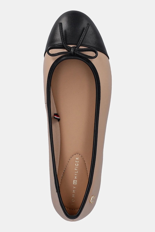 Кожаные балетки TOE CAP LEATHER BALLERINA с мыском Tommy Hilfiger, бежевый — фото 4