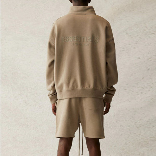 Толстовка Fear of God Essentials SS21 Mockneck Half Zip Moss, цвет moss — фото 4