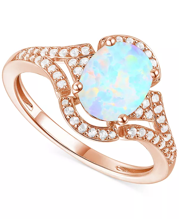 

Кольцо с открытыми камнями из серебра 14 карат с аметистом (1-1/2 карата tw) и выращенным в лаборатории белым сапфиром (1/4 карата tw) (также с другими драгоценными камнями) Macy'S, opal