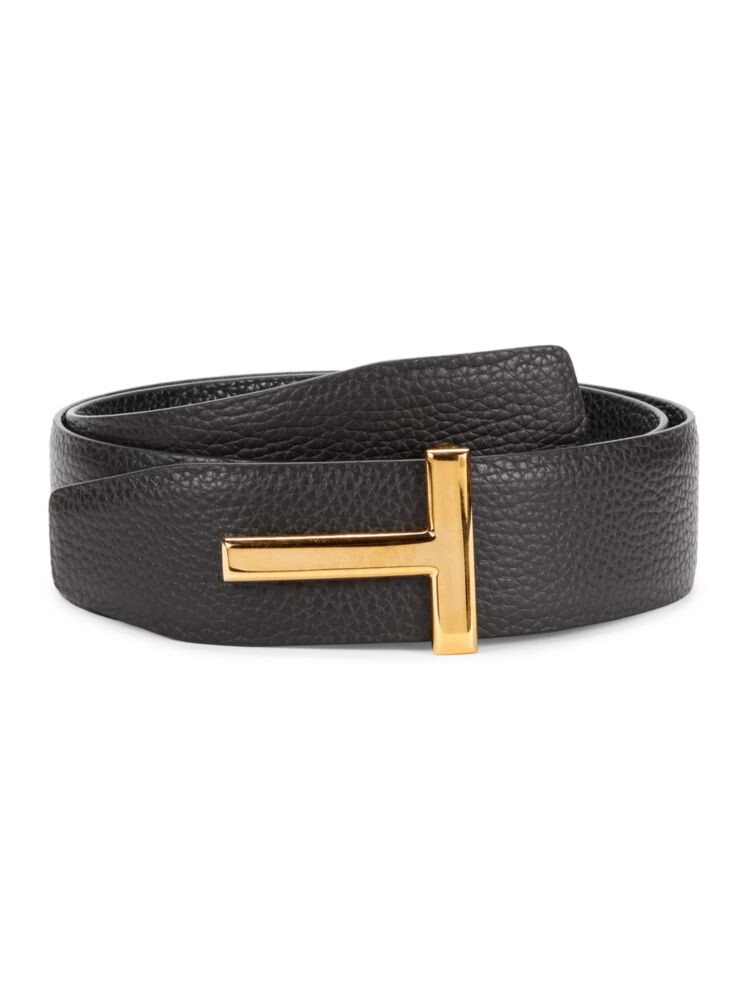 

Двусторонний кожаный ремень с Т-пряжкой Tom Ford, цвет Black Brown