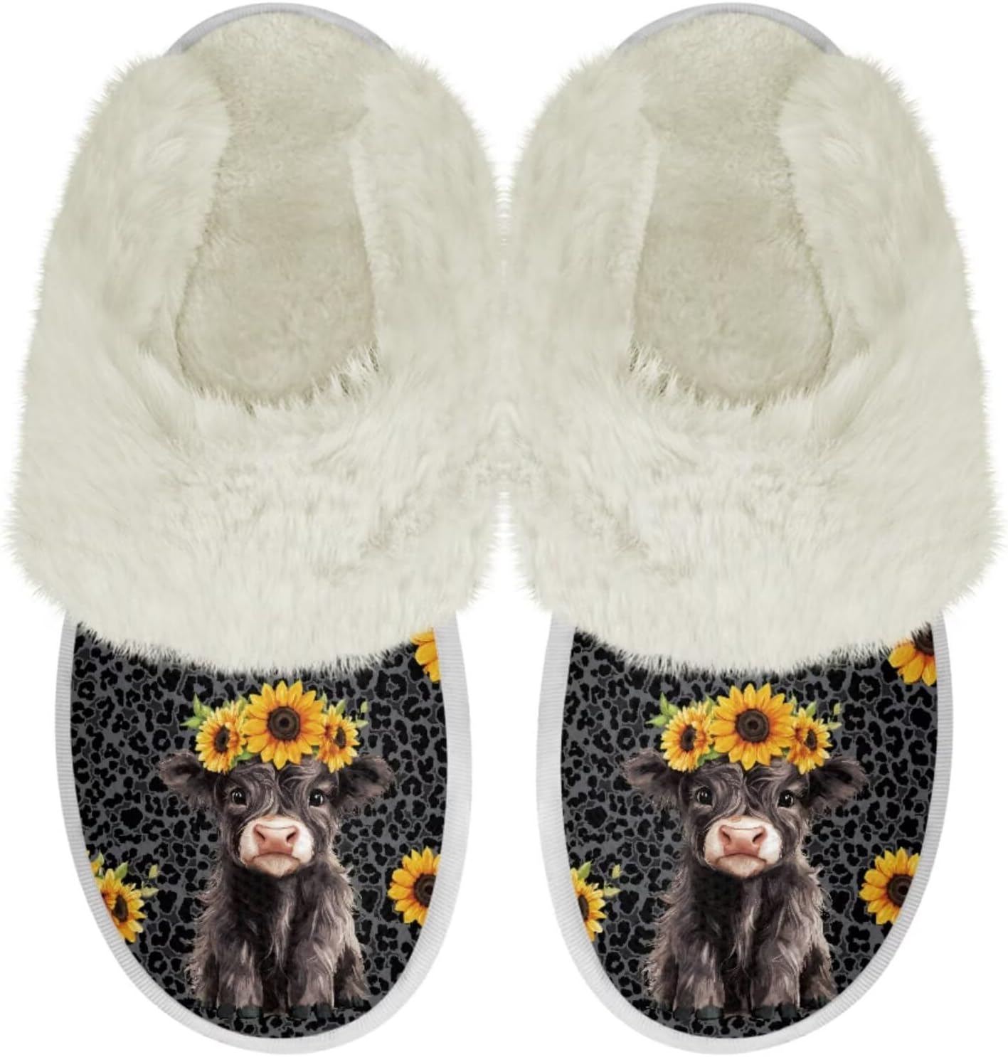 

Тапочки для дома Binienty для женщин и мужчин, мягкие плюшевые, для утепления дома, Kawaii Highland Cattle