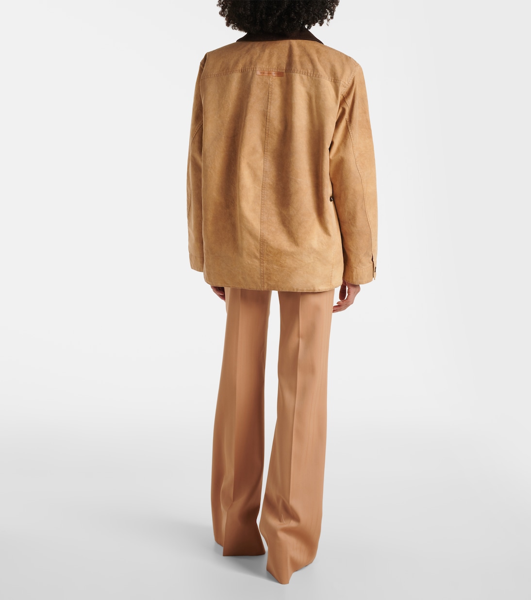 Хлопковая полевая куртка с вельветовой отделкой Stella McCartney, Praline — фото 3