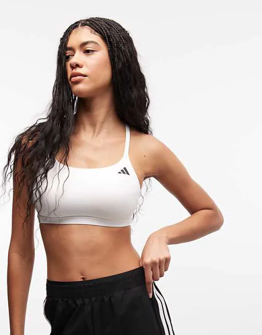 Белый спортивный бюстгальтер с легкой поддержкой adidas Training Optime