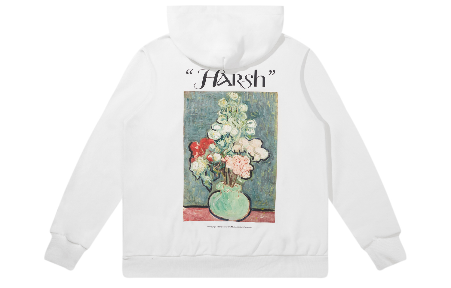 

Винтажный худи с абстрактным цветочным принтом в стиле масляной живописи, свободного кроя, унисекс HARSH AND CRUEL, белый
