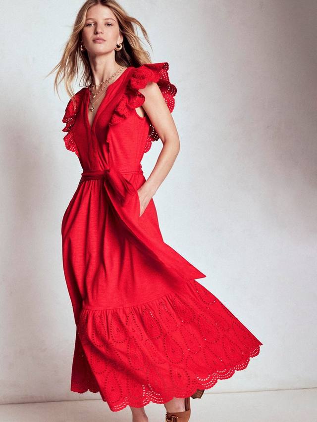 

Платье миди с ярусами и рюшами Boden, Poppy Red